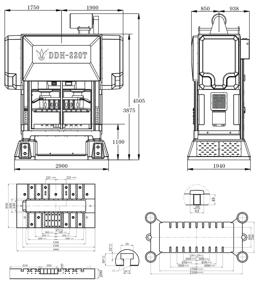 200噸龍門高速沖床結構圖
